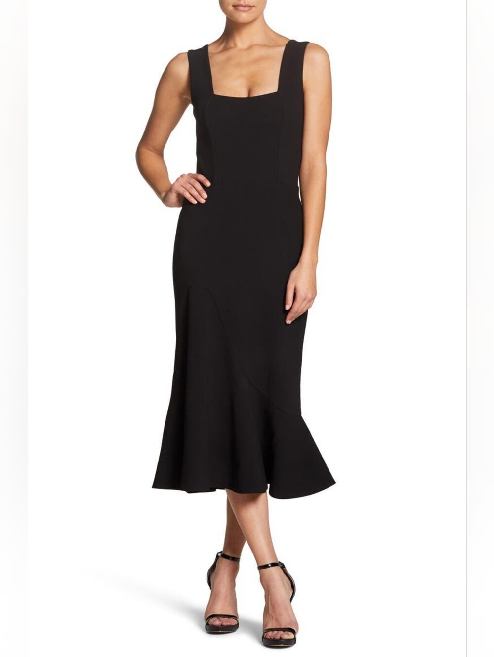 Dress The Population Monica Tea Length Trumpet Black Dress Size Small